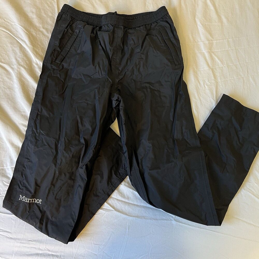 MARMOT Pants Youth XL Black Nylon Wind Rain Hiking Elastic Waist Zip Outdoor